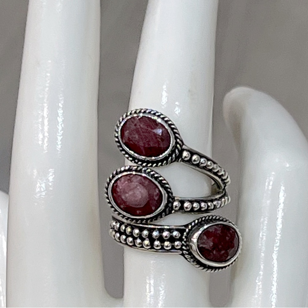 Ruby Sterling Silver Bypass Ring - image 5